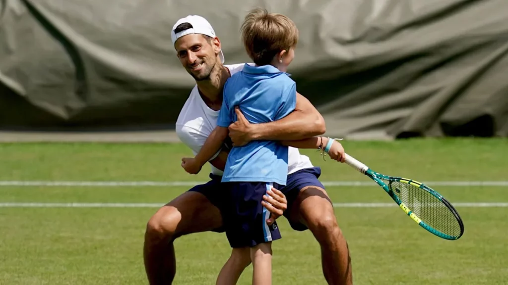 Novak Djokovic and son Stefan