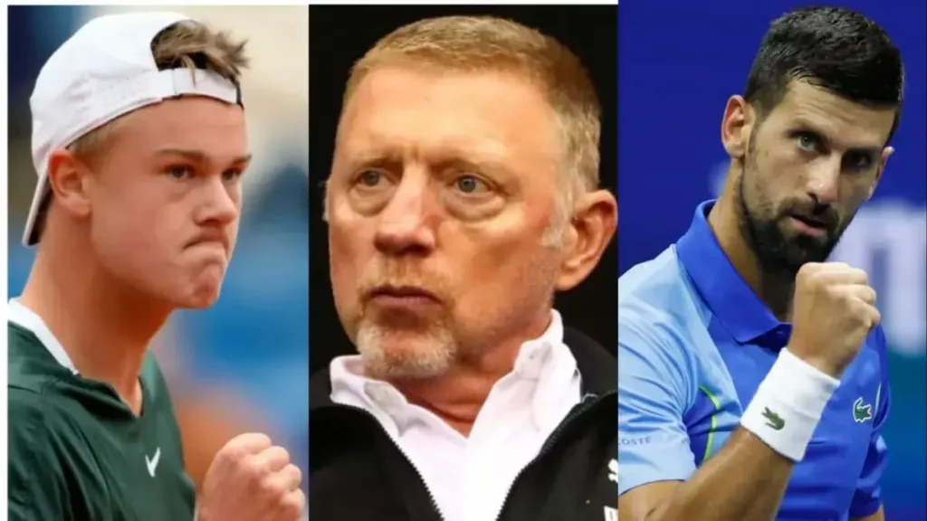 Holger Rune and Boris Becker and Novak Djokovic