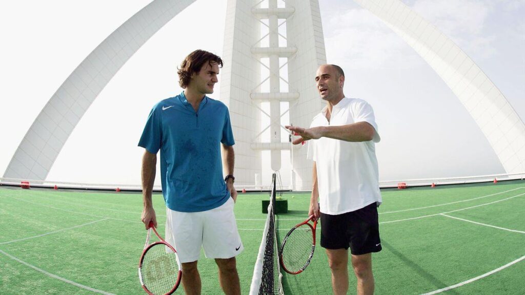 Roger Federer and Andre Agassi