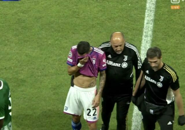 Angel Di Maria leaves the field in tears after a muscle injury