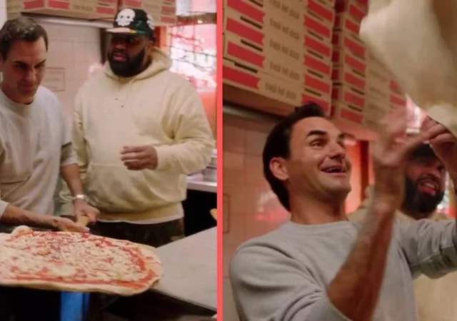 Roger Federer making pizza