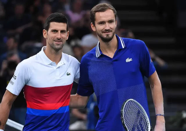 Daniil Medvedev and Novak Djokovic