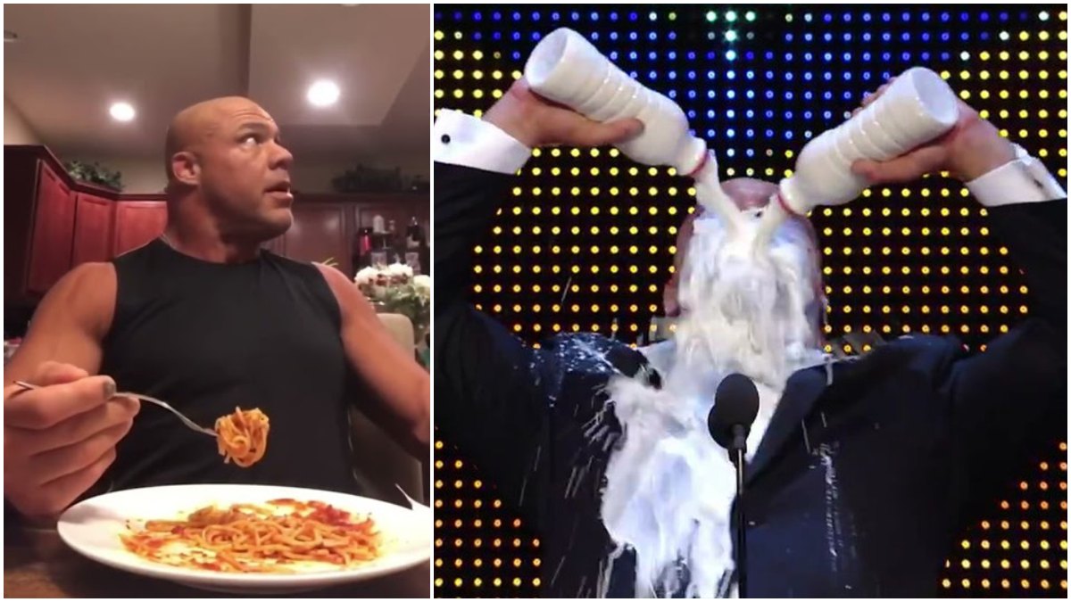 I think for this one "Kurt Angle Spaghetti with milk meme" would be apt