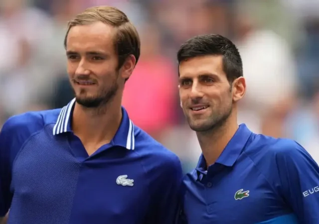 Daniil Medvedev and Novak Djokovic