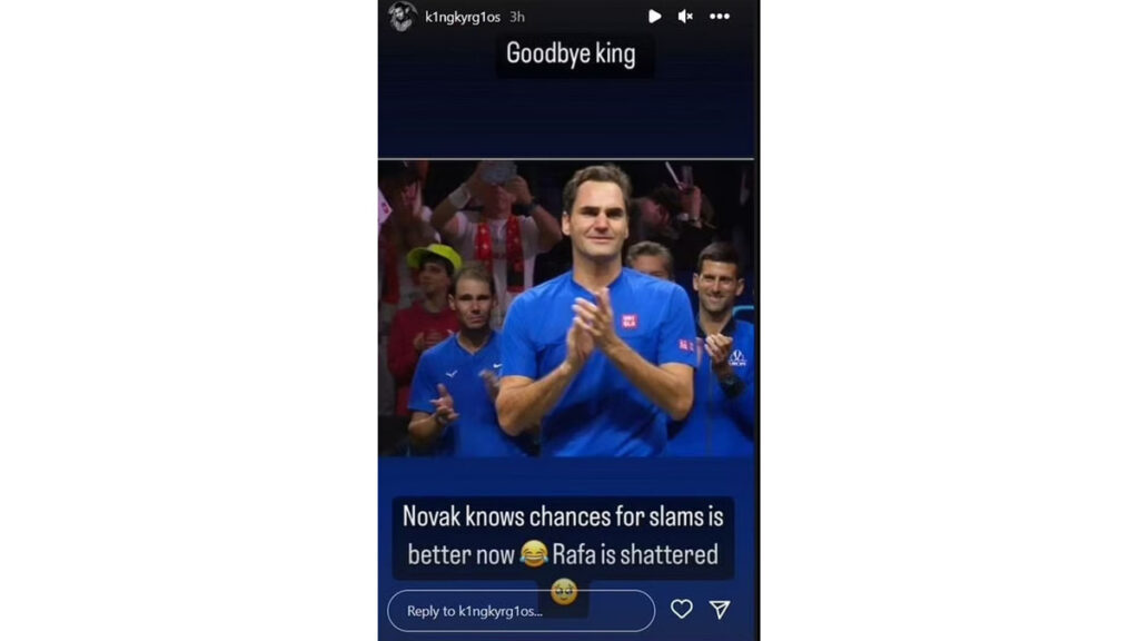 Roger Federer in Nick Kyrgios' post